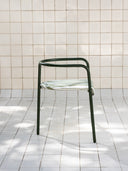 Cadeira Três Pontos Estofada - assento listrado verde