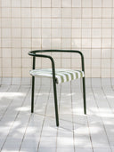 Cadeira Três Pontos Estofada - assento listrado areia