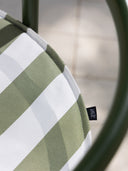 Cadeira Três Pontos Estofada - assento listrado verde