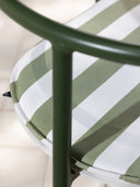 Cadeira Três Pontos Estofada - assento listrado verde