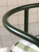 Cadeira Três Pontos Estofada - assento listrado verde