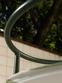 Cadeira Três Pontos Estofada - assento listrado verde